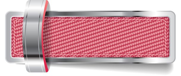 Pink shiny metallic chrome vector badge with fabric and bracket - Vektor, Bild
