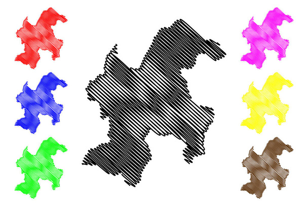 Bor kerület (Szerb Köztársaság, Kerületek Dél- és Kelet-Szerbia) térkép vektor illusztráció, firka vázlat Bor térkép - Vektor, kép