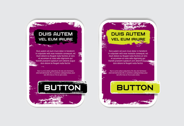 Two purple vector grungy rectangular paper banners - Vector, Image