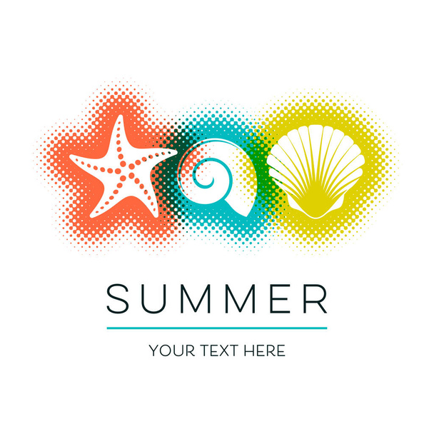 Simple vector summer card with seashells design - Vektor, obrázek