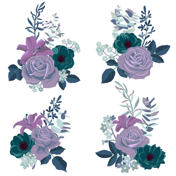 Σύνολο λουλουδιών σχεδίασης διανύσματος - Διάνυσμα, εικόνα