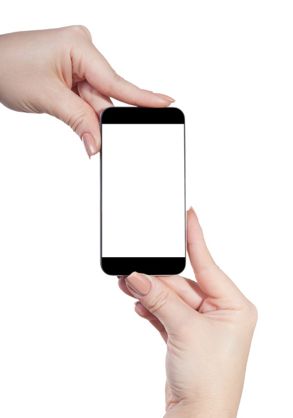 mozgatható telefon-ban elszigetelt női kezek - Fotó, kép