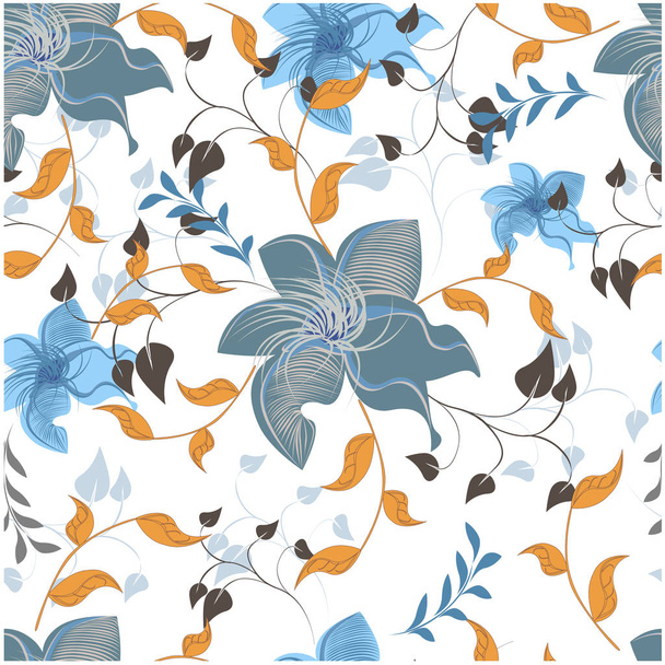 Vector abstract background flowers seamless pattern - ベクター画像