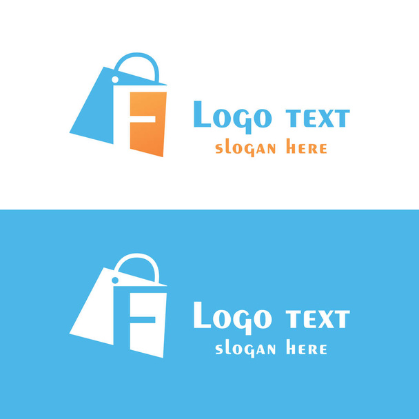 Lettera astratta F con bolle sulla borsa della spesa. Logo astratto dello shopping. Logo negozio online
. - Vettoriali, immagini