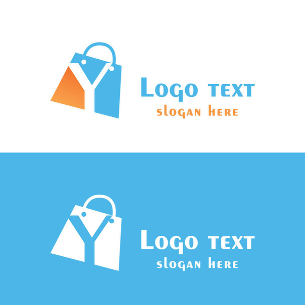 Abstraktní písmeno Y s bublinkami na nákupní tašce. Abstraktní nákupní logo. Logo online obchodu. - Vektor, obrázek