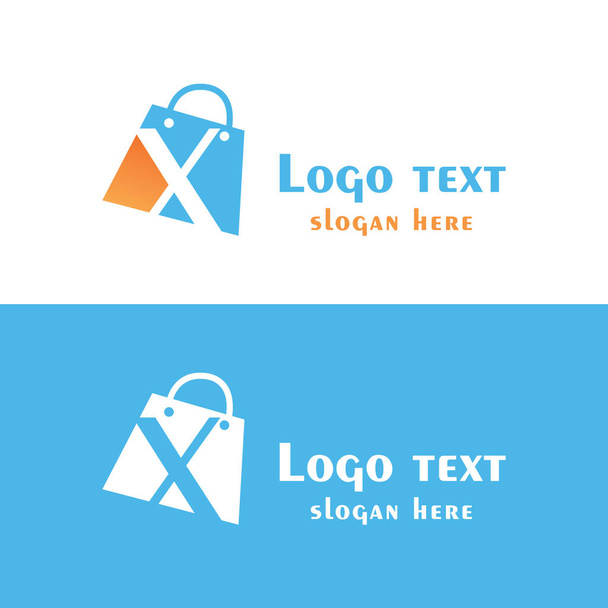 Abstracte letter X met belletjes op de boodschappentas. Abstract shopping logo. Online winkel logo. - Vector, afbeelding