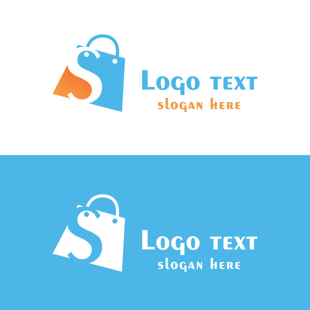 Abstrakter Buchstabe S mit Blasen auf der Einkaufstasche. Abstraktes Shopping-Logo. Logo des Online-Shops. - Vektor, Bild