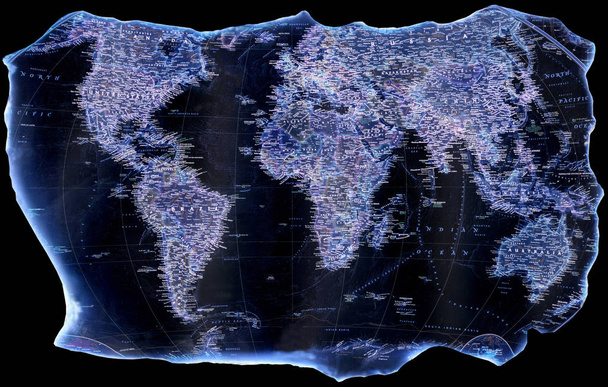Винтажная карта мира на черном фоне
. - Фото, изображение