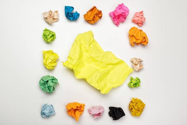 colorful crumpled paper balls. creative photo. close up - Fotografie, Obrázek
