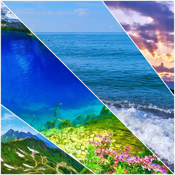 Collage de imágenes brillantes de Sochi y paisajes del Mar Negro en Rusia
 - Foto, Imagen
