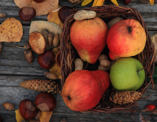 Healthy fruits on wooden table - Fotoğraf, Görsel