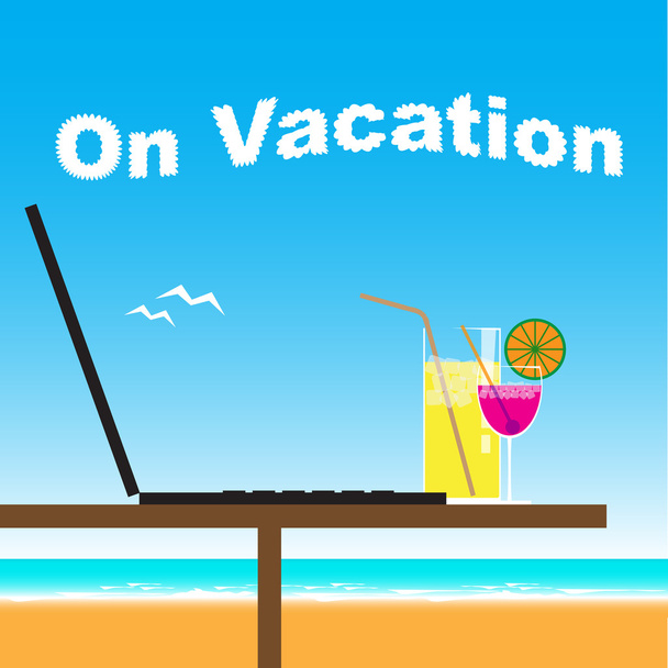 biuro biznes na wakacje w beachv - Wektor, obraz