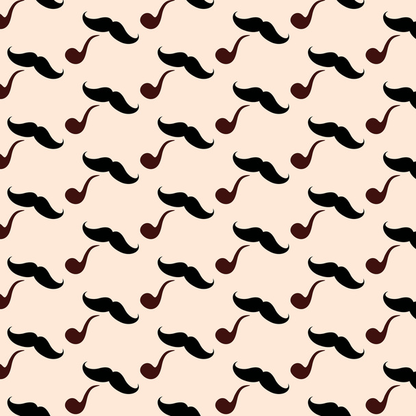 Hipster Mustache With Pipe Seamless Pattern - Вектор, зображення