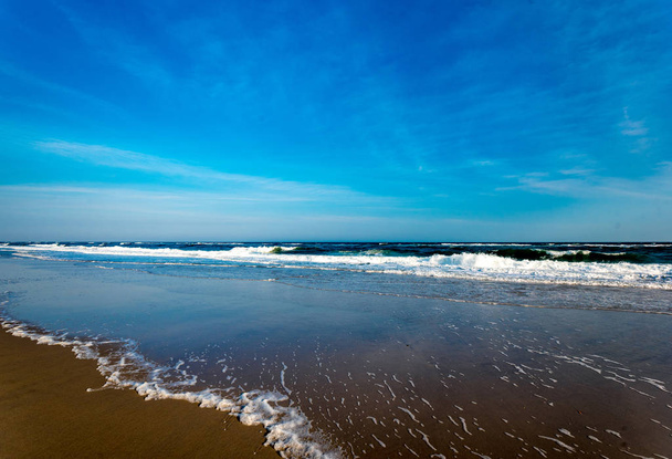 Vagues océaniques sur une plage déserte
 - Photo, image