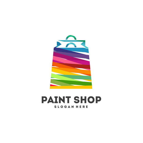 Colorful Shopping bag logo concept, Shopping logo, Paint Shop logo designs template - Вектор,изображение