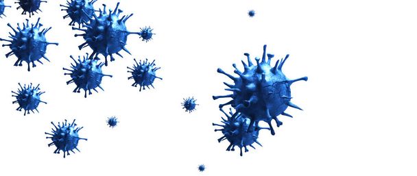 Az influenzavírus-sejtek mikroszkópos képe. 3D orvosi illusztráció - Fotó, kép