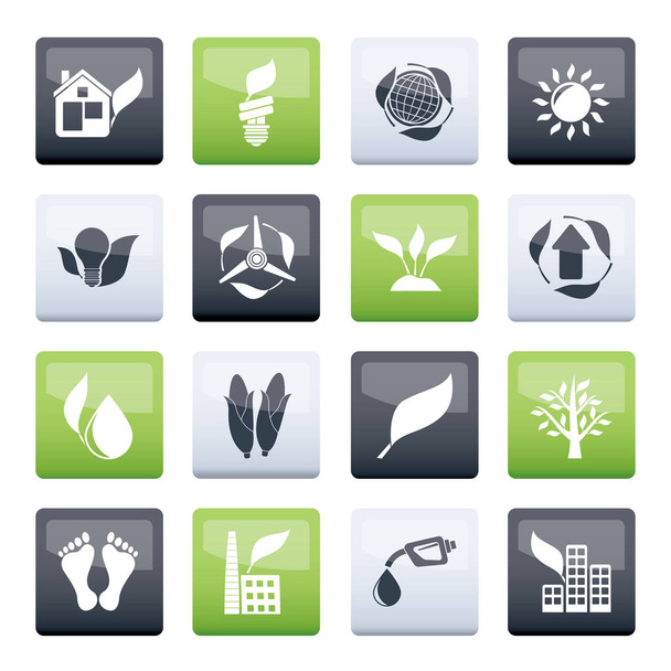 environment and nature icons over color background - vector icon set - Vector, Image