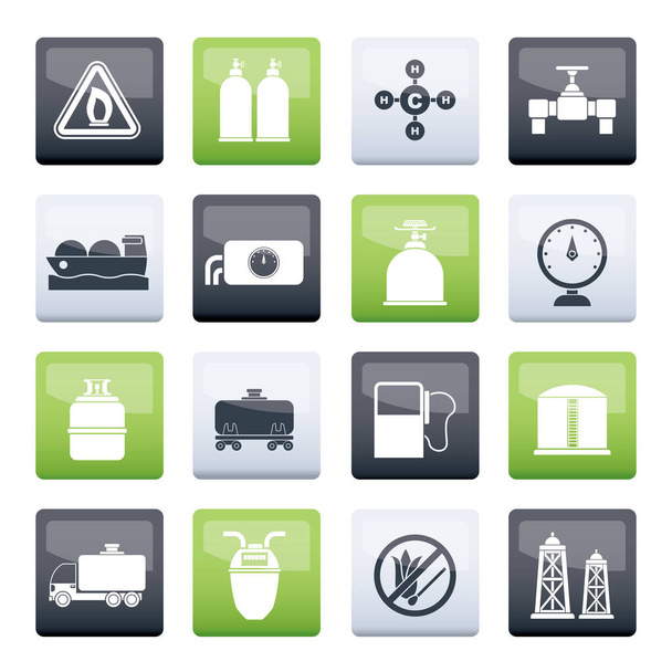 Natural gas objects and icons over color background - vector icon set - Vector, Image