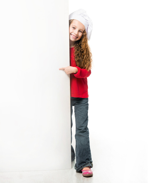 little girl with white board - Zdjęcie, obraz