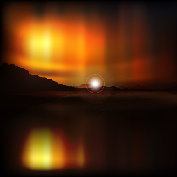 abstrakti tausta auringonlasku ja vuoret - Vektori, kuva