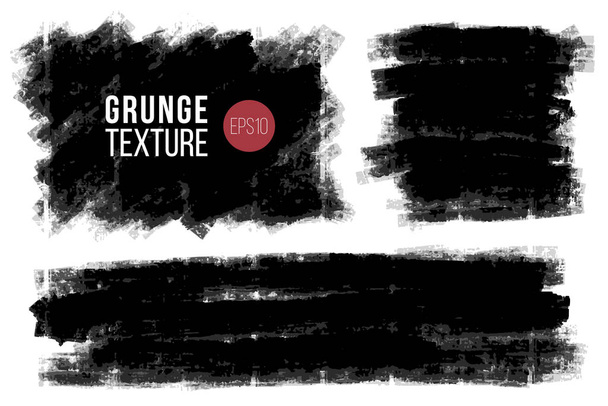 Vector hand drawn big textured hand painted stains. Layered ink painted backdrops. Monochrome grungy backgrounds in rectangular shapes. - Vector, Image