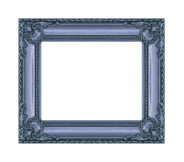 El marco azul antiguo sobre el fondo blanco
 - Foto, imagen