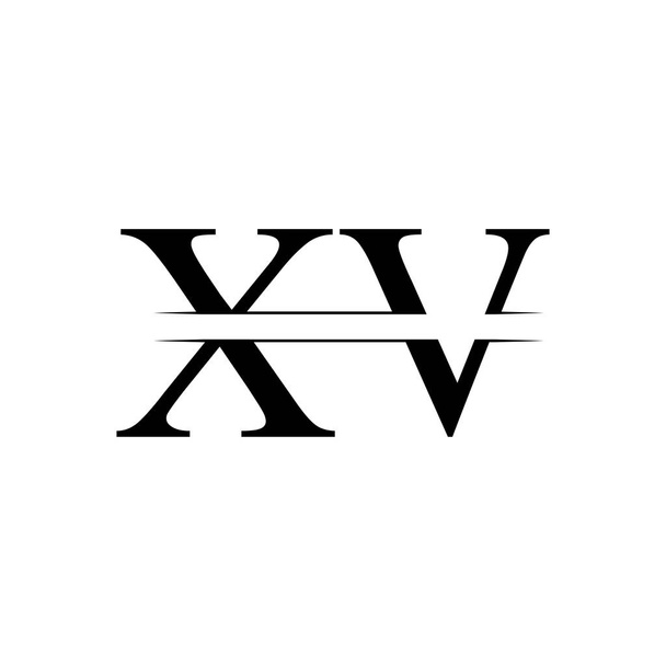 Creative Letter XV Logo Vector With black Colors. Abstract Linked Letter XV Logo Design - Vetor, Imagem