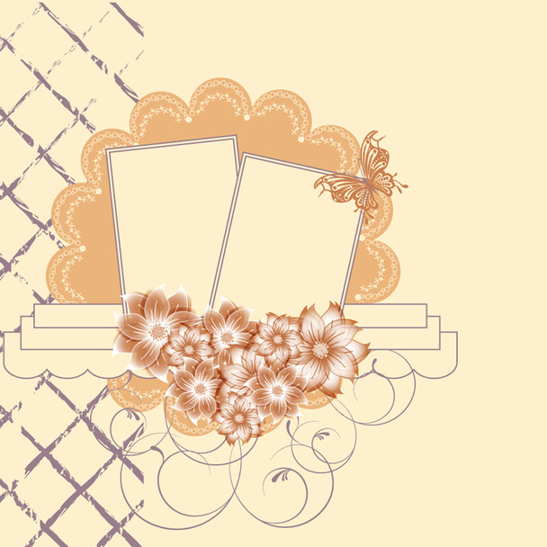 Floral scrapbook card with butterfly - Vector, Image