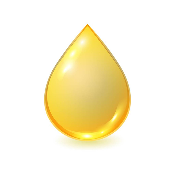 Vector golden oil drop isolated on white background. Realistic illustration. Template for petrochemical or olive advertising. - Vetor, Imagem