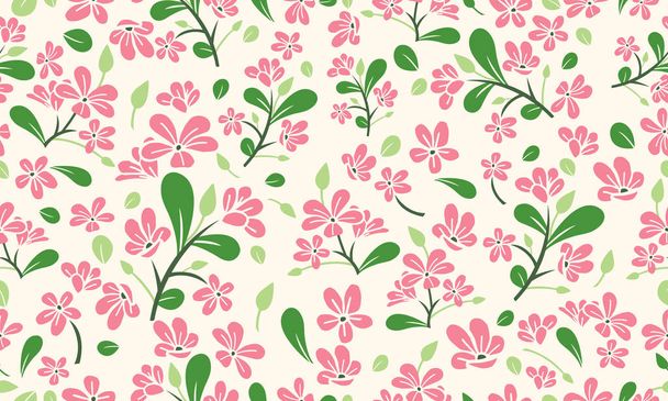 Fondo de patrón floral de primavera, con diseño simple de hoja y flor. Colección
 - Vector, Imagen