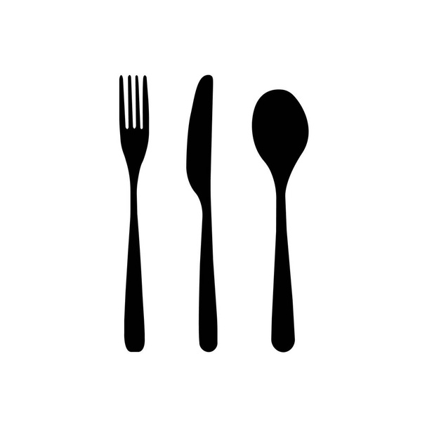 vector cutlery black icon on a white background - Vector, Image