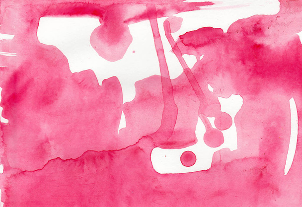 Aquarela textural fundo rosa com divórcios. Manchas, manchas num fundo branco. Ilustração para design de estampas, banners, cartões postais, folhetos, redes sociais, pacotes, capas, têxteis
. - Foto, Imagem