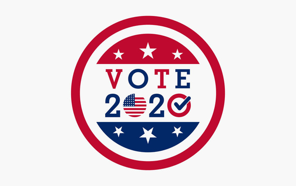 Wählen Sie 2020 in den USA, Bannerdesign. Wahltag im patriotischen Hintergrund Amerikas. Wahlplakat - Vektor, Bild