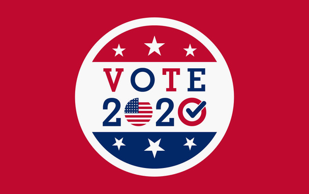 Vote 2020 nos EUA, design de banner. Dia das eleições patrióticas americanas. Cartaz de votação eleitoral - Vetor, Imagem