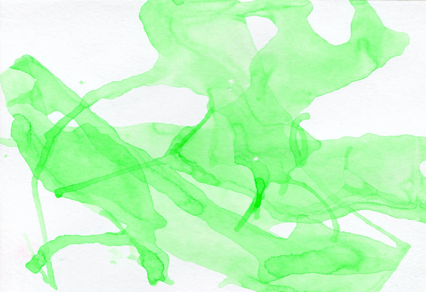 Aquarel textuur groene achtergrond met scheidingen. Vlekken, vlekken op een witte achtergrond. Illustratie voor ontwerpen voor prints, banners, ansichtkaarten, folders, sociale netwerken, pakketten, omslagen, textiel. - Foto, afbeelding