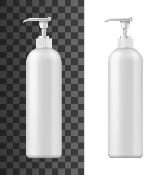 Plastic bottle with pump dispenser 3d mockups - Διάνυσμα, εικόνα