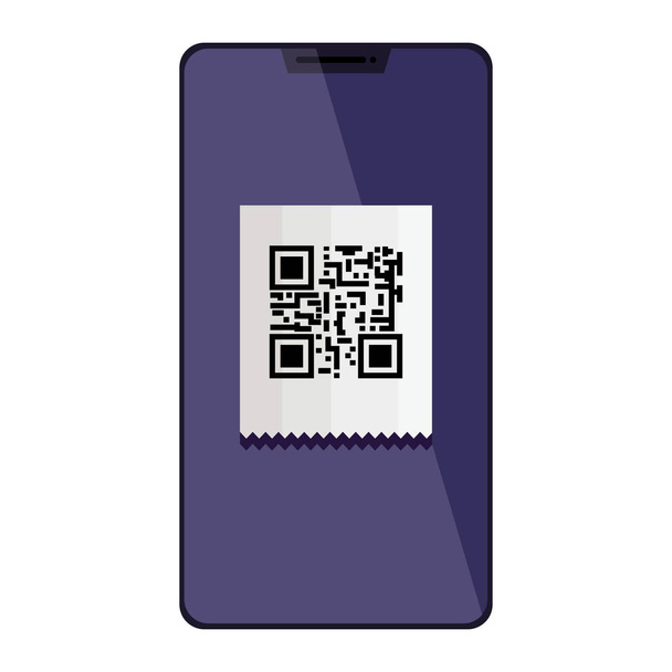 smartphone device with scan code qr - Vector, Image
