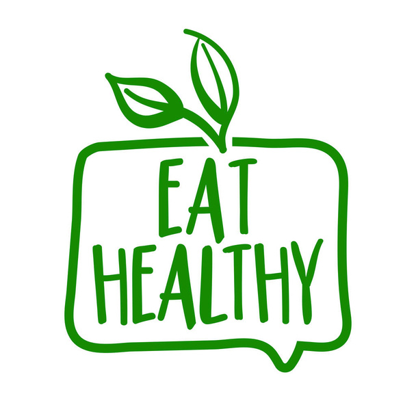 Eat healthy - Support healthy food, buy fresh products. Flat vector illustrations on white background. Element for labels, stickers or icons, t-shirts or mugs. healthy food design. Go healthy. - Vektori, kuva