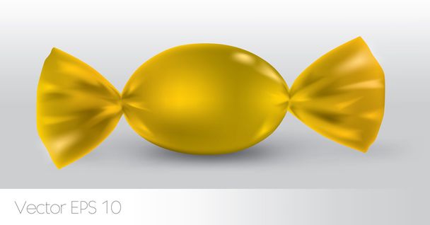 Yellow oval candy package for new design - Vetor, Imagem