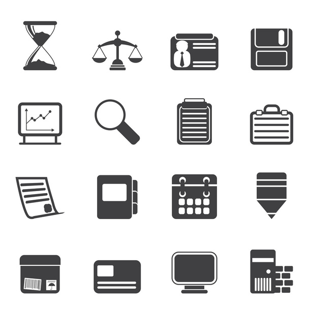 Silhouette Business and office Icons - Vetor, Imagem