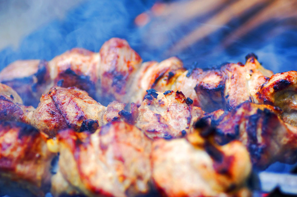 beef kababs on the grill closeup - Photo, Image