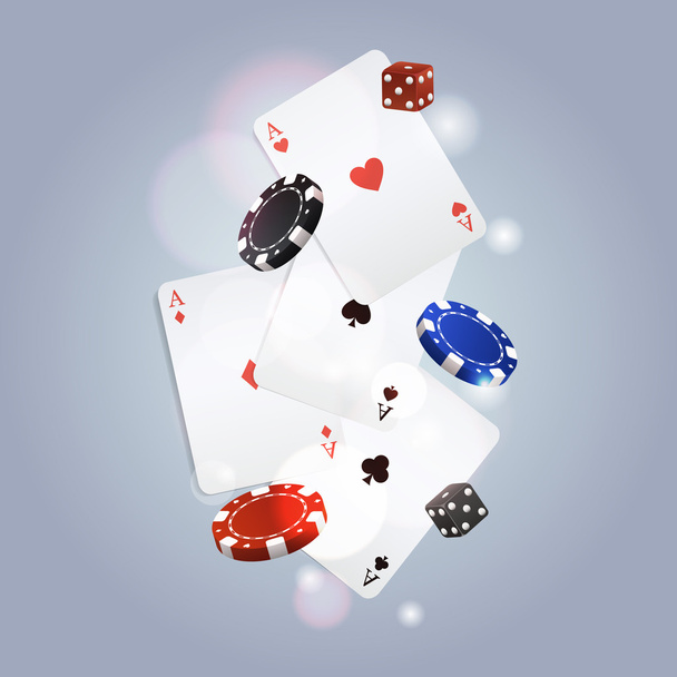 Sfondo di poker vettoriale con carte da gioco, fiches e dadi
 - Vettoriali, immagini