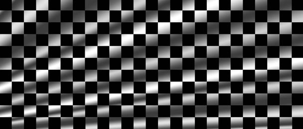 white and black checkered flag for racing background and texture. 3d illustration banner. extreme widescreen ratio. - Photo, Image