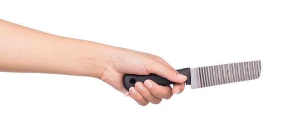 main tenant couteau d'épluchage isolé sur fond blanc
 - Photo, image
