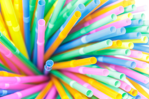 Colorful drinking straws close-up background, colorful plastic - Photo, Image
