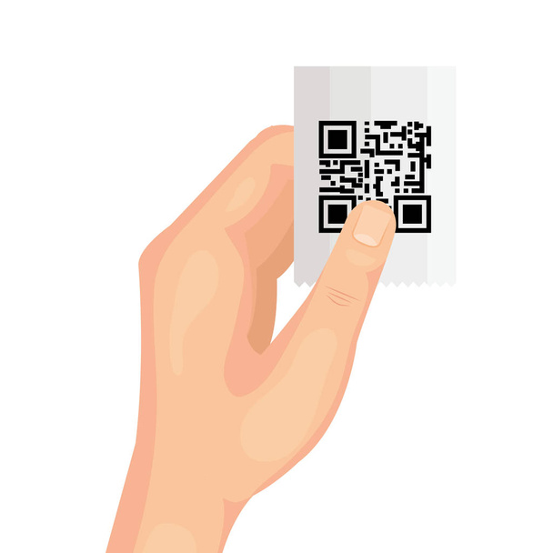 hand and voucher with code qr - Vector, Image