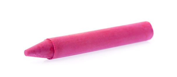 Pink Crayon Wax Pencil Isolated on White Background - Photo, Image