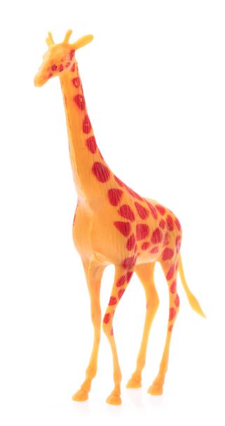 jirafa hecha de plástico. juguete animal aislado sobre fondo blanco
 - Foto, imagen