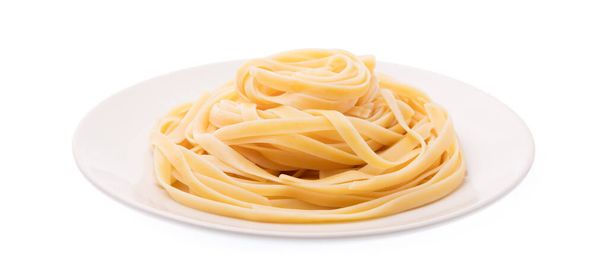 白い背景に隔離されたスパゲティの料理 - 写真・画像