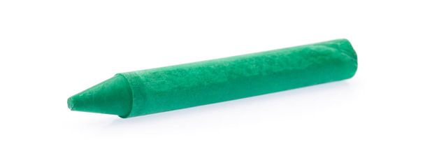 Crayon de cire vert isolé sur fond blanc
 - Photo, image